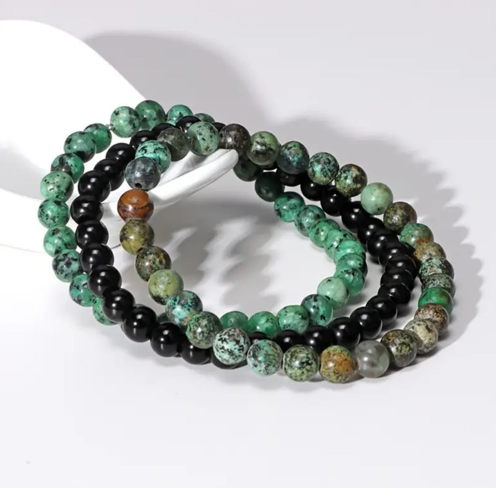 3bracelets Améthyste naturelle vert