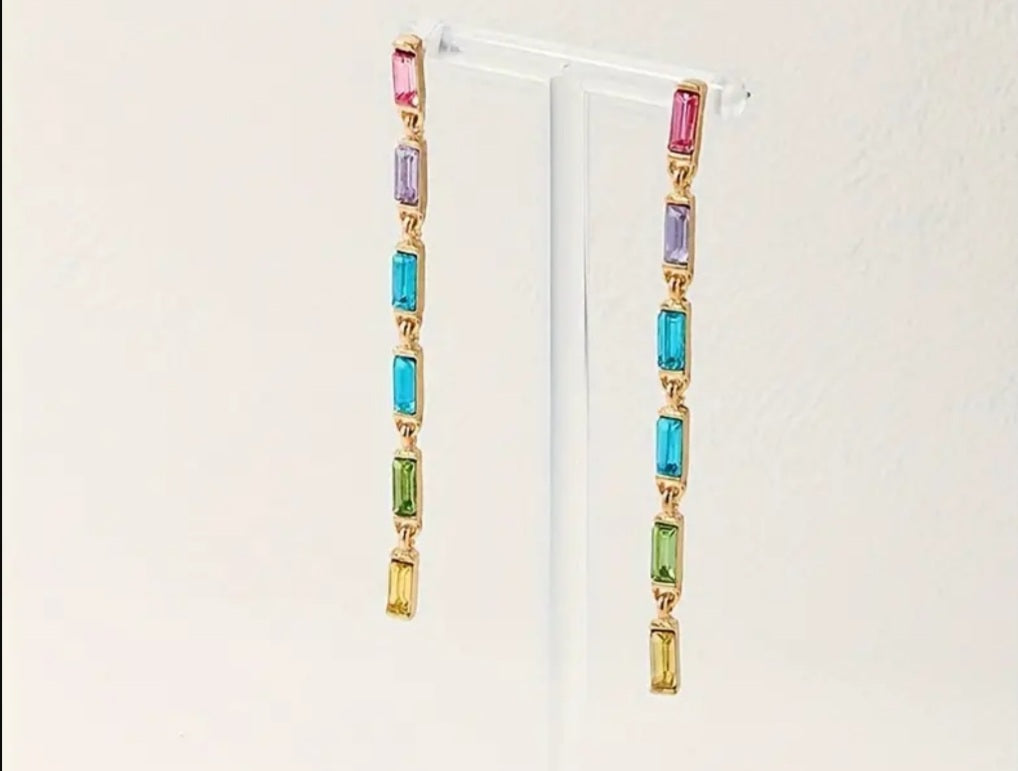 Boucles Laura doré pendante colorés