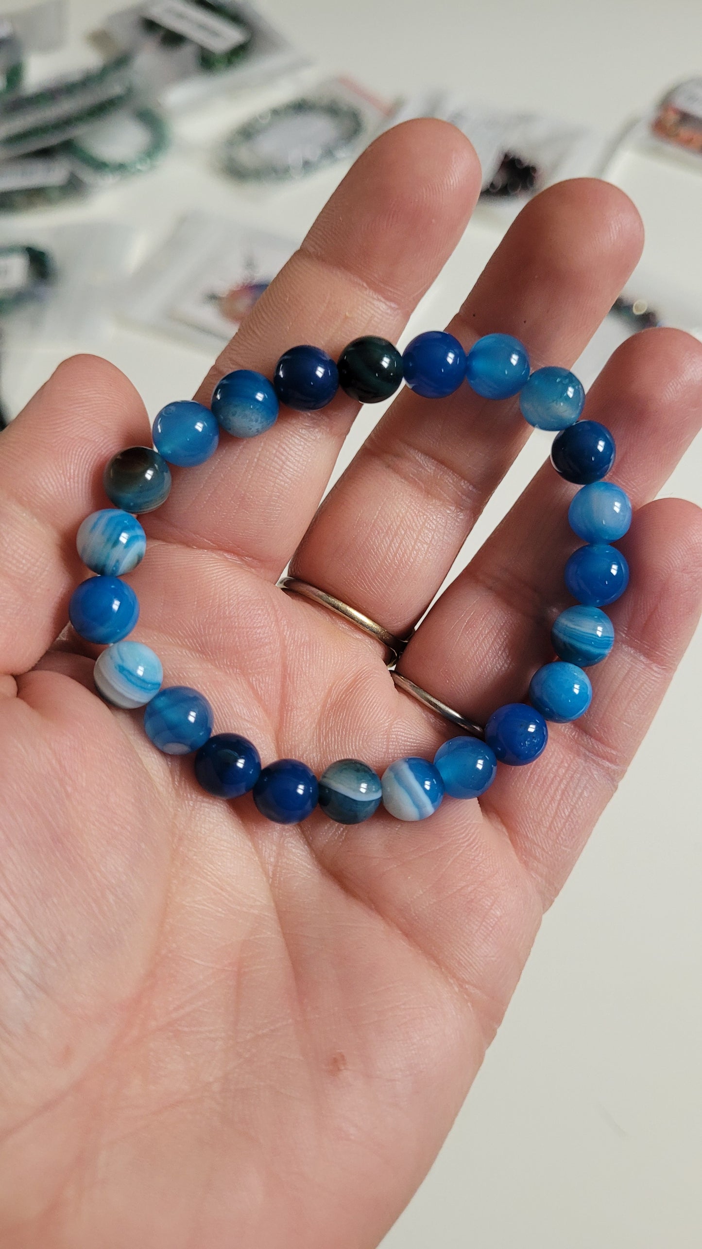 bracelet en Agathe bleu