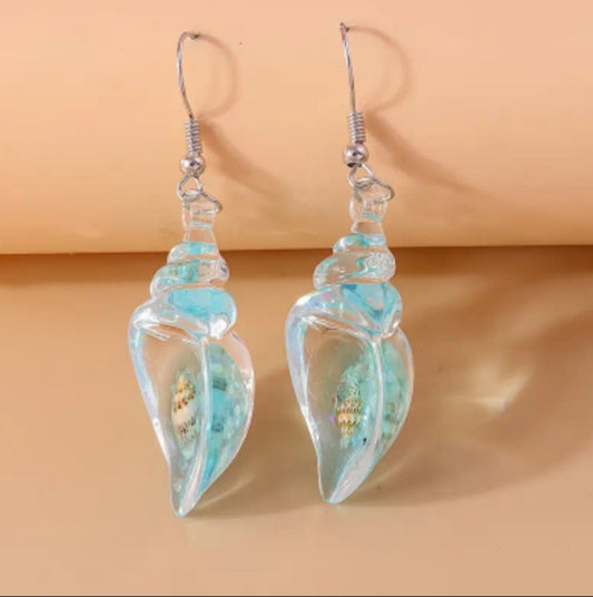 boucles coquillage turquoise