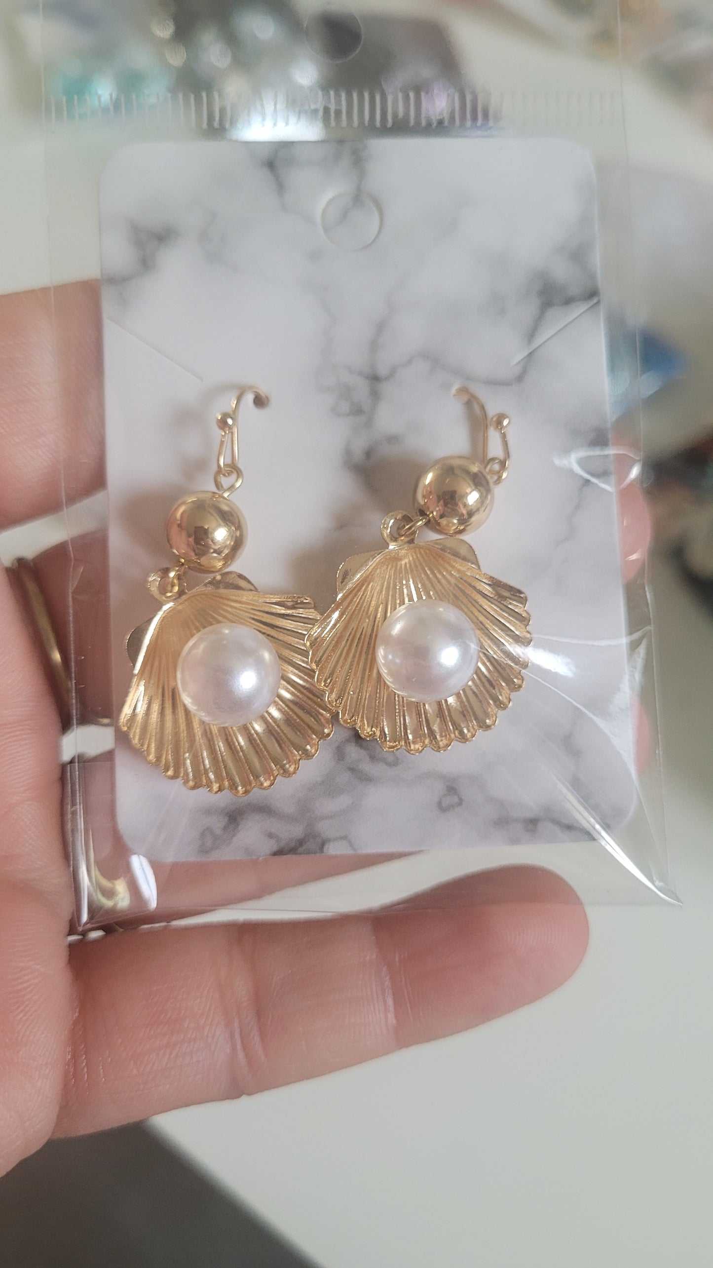 boucles coquillage perle