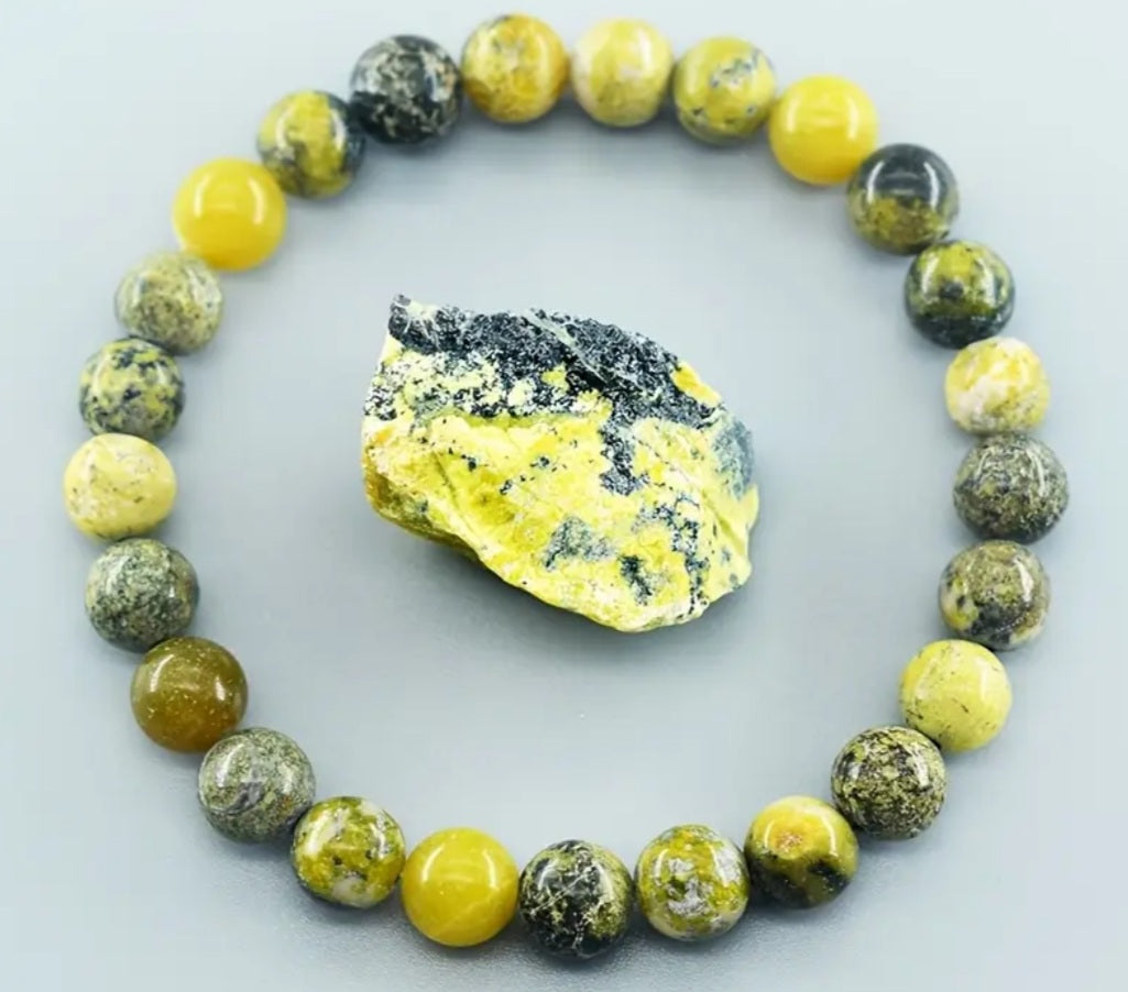 bracelet pierres jaune/verte