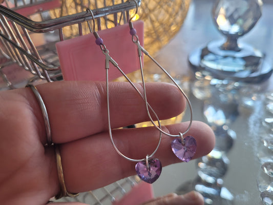 boucles créole coeur violet clair