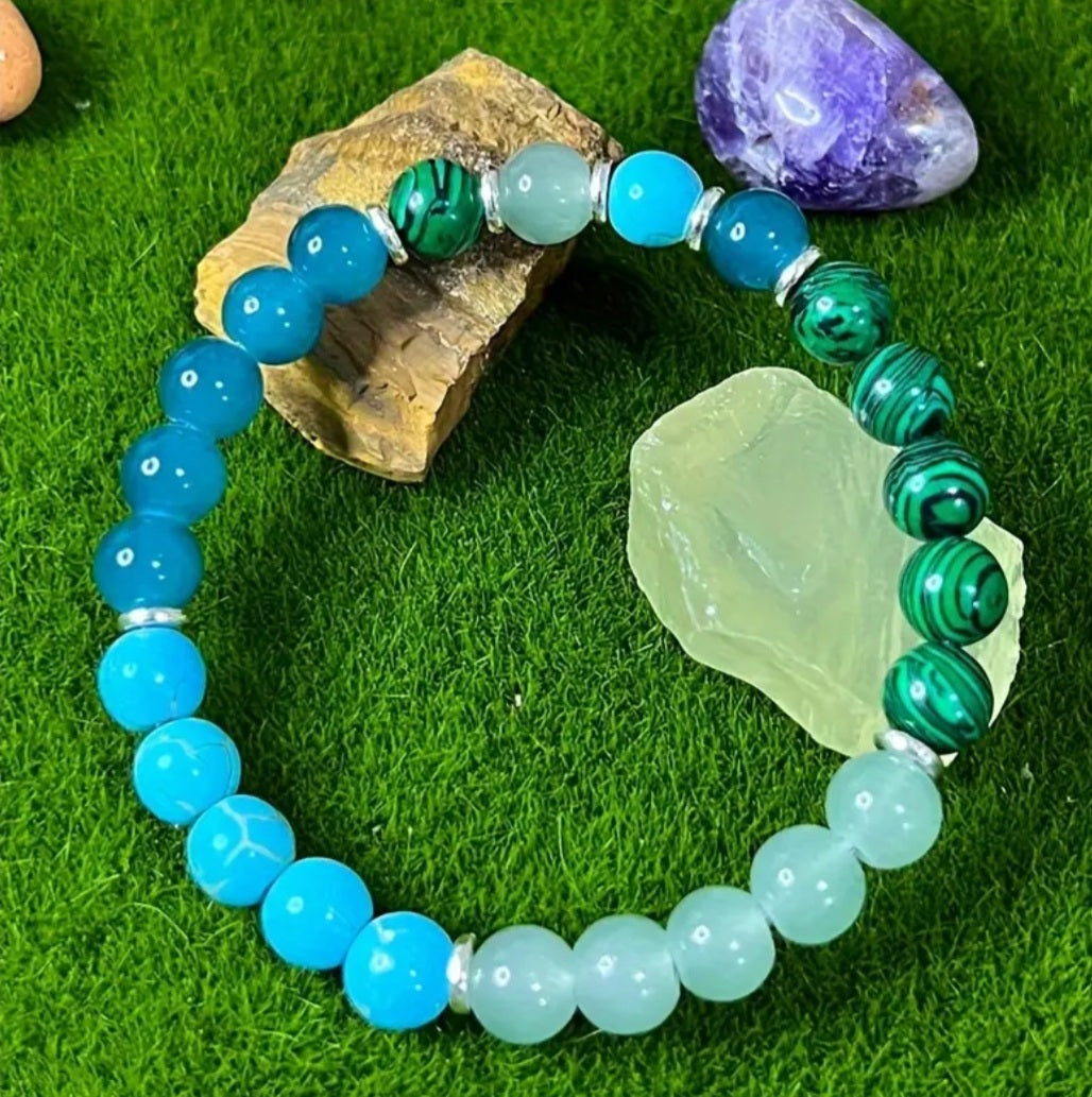 bracelet perle Malachite turquoise anxiété
