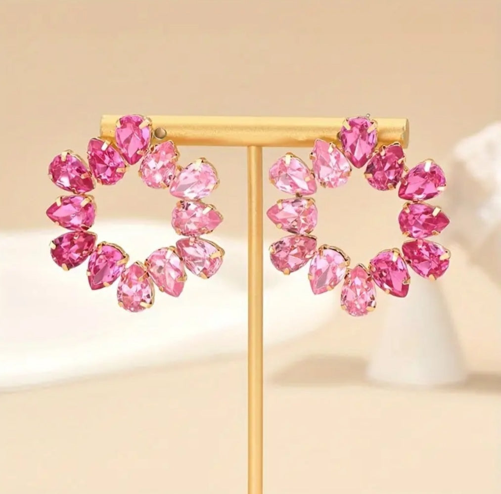 boucles strass doré/rose