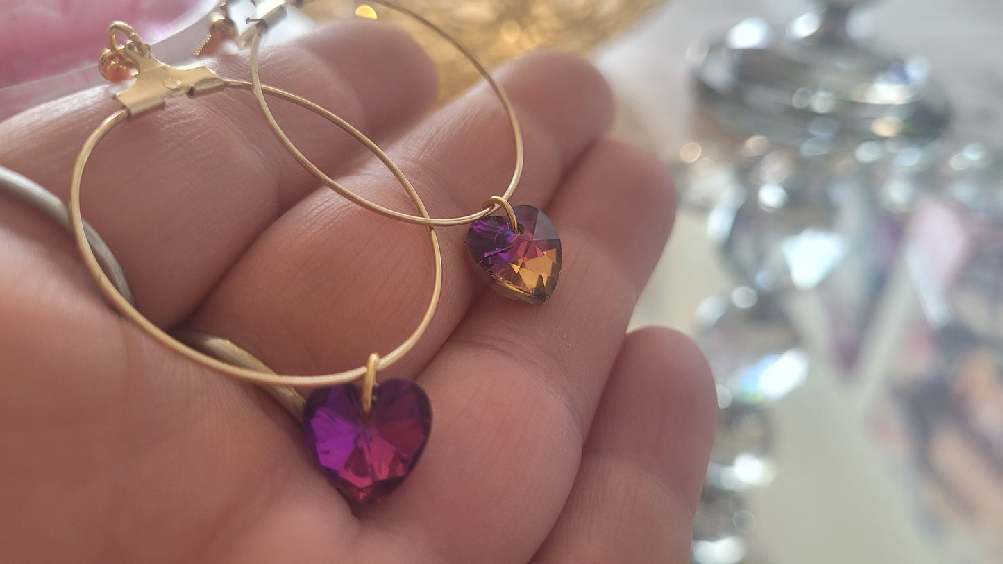 boucles créole coeur rose