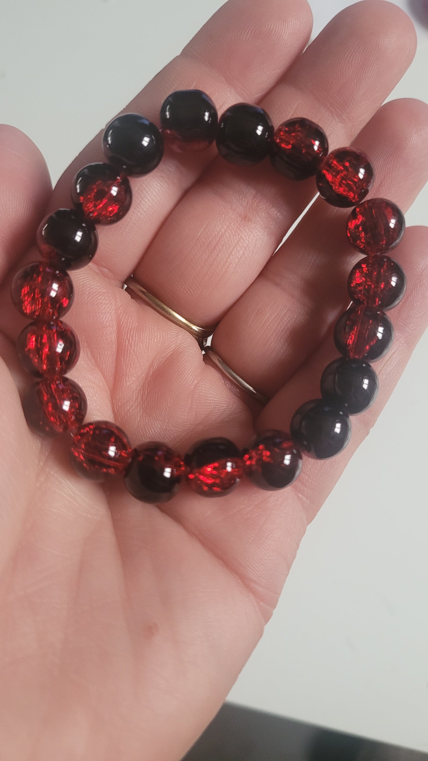 Bracelet en cristal de roche naturel rouge, non plaqué