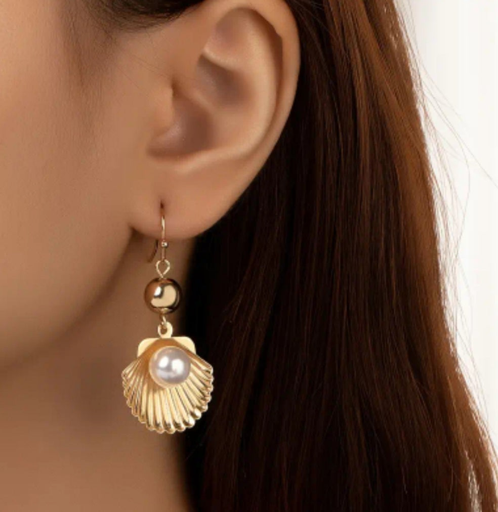 boucles coquillage perle