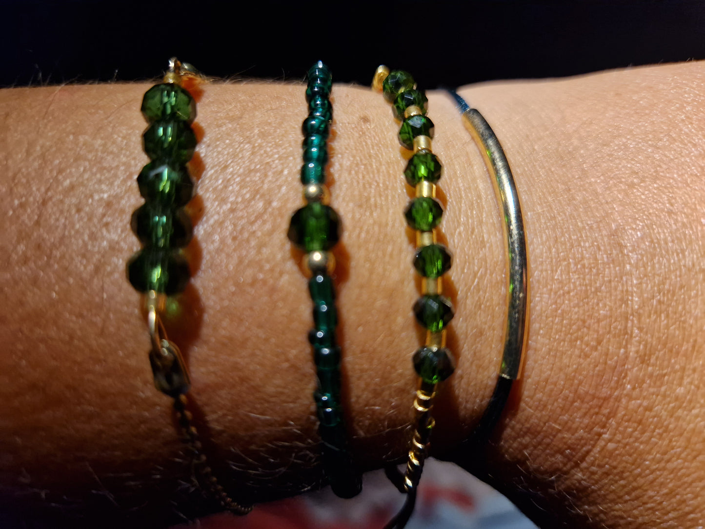 Ensemble Tess 4 bracelets doré/vert