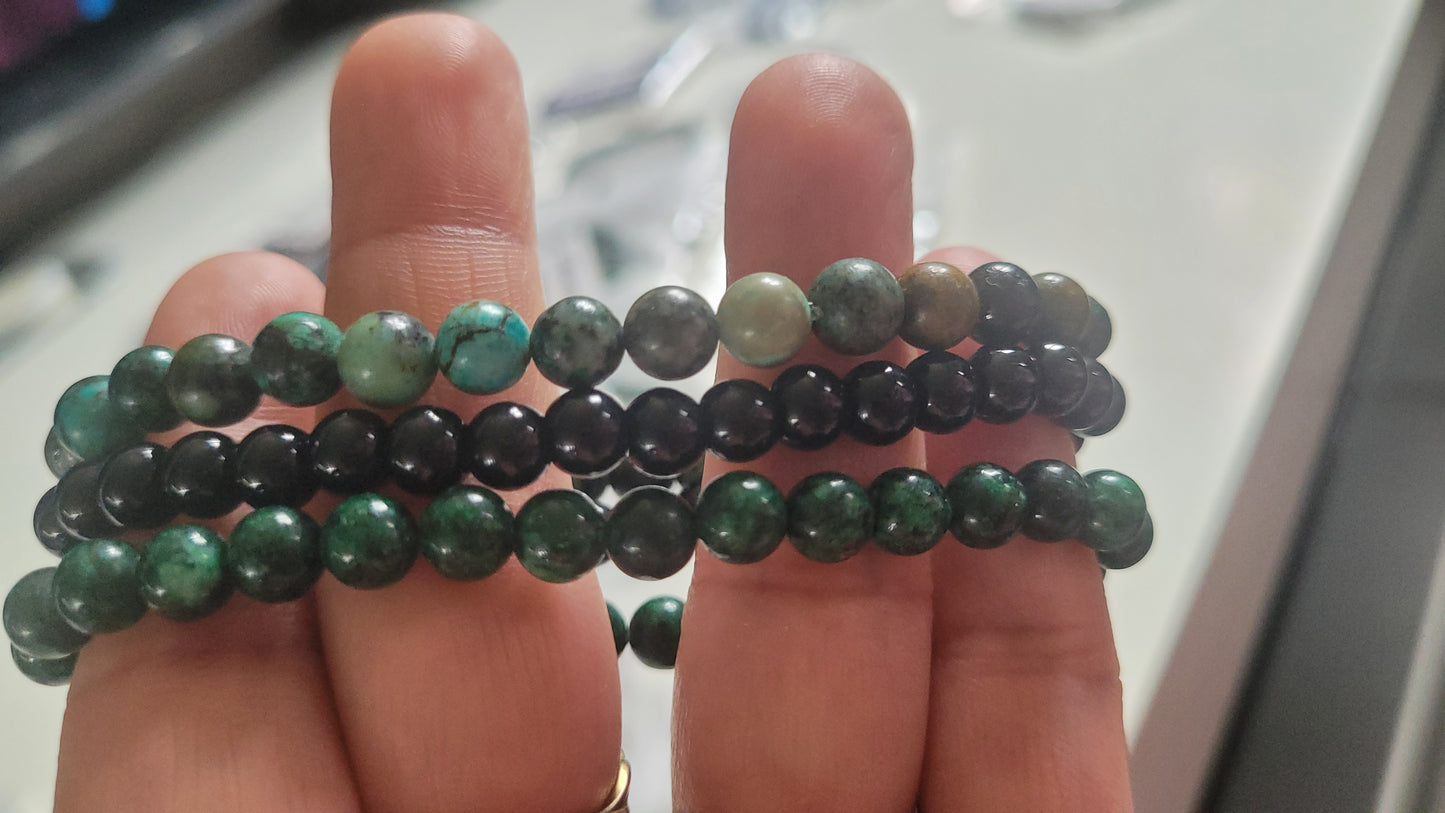 3bracelets Améthyste naturelle vert