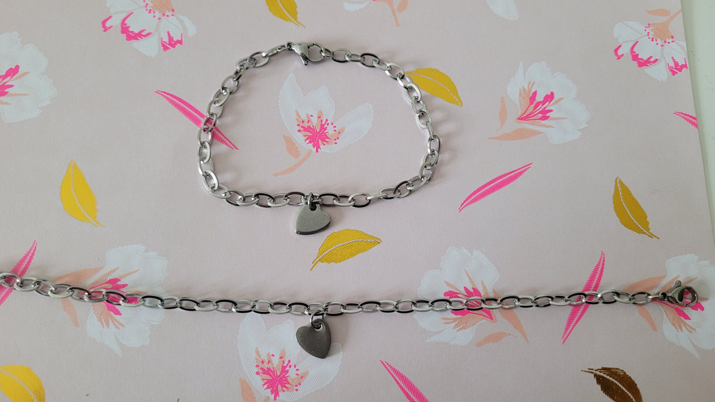 bracelet argenté pendentif coeur