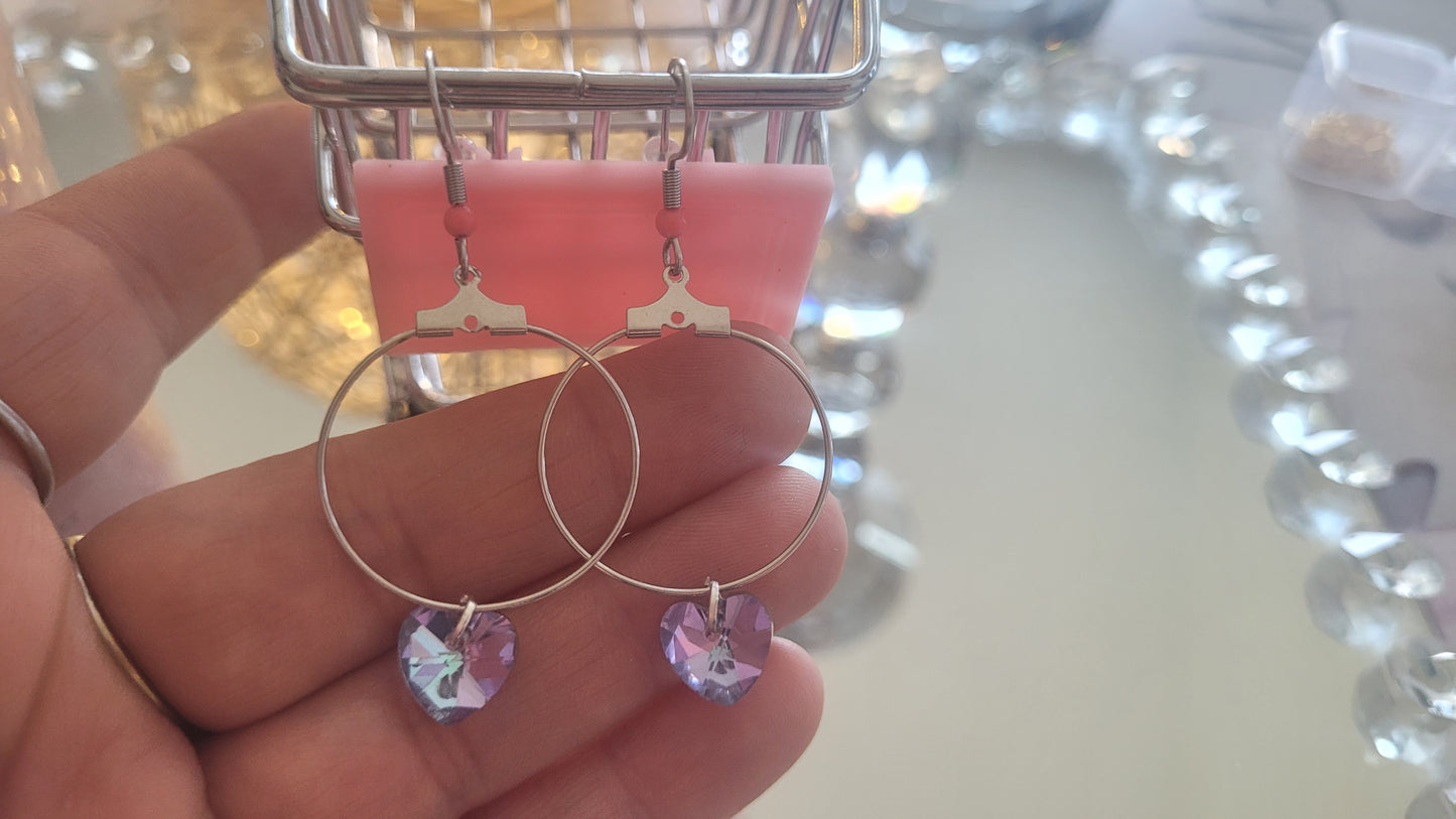 boucles créole coeur violet