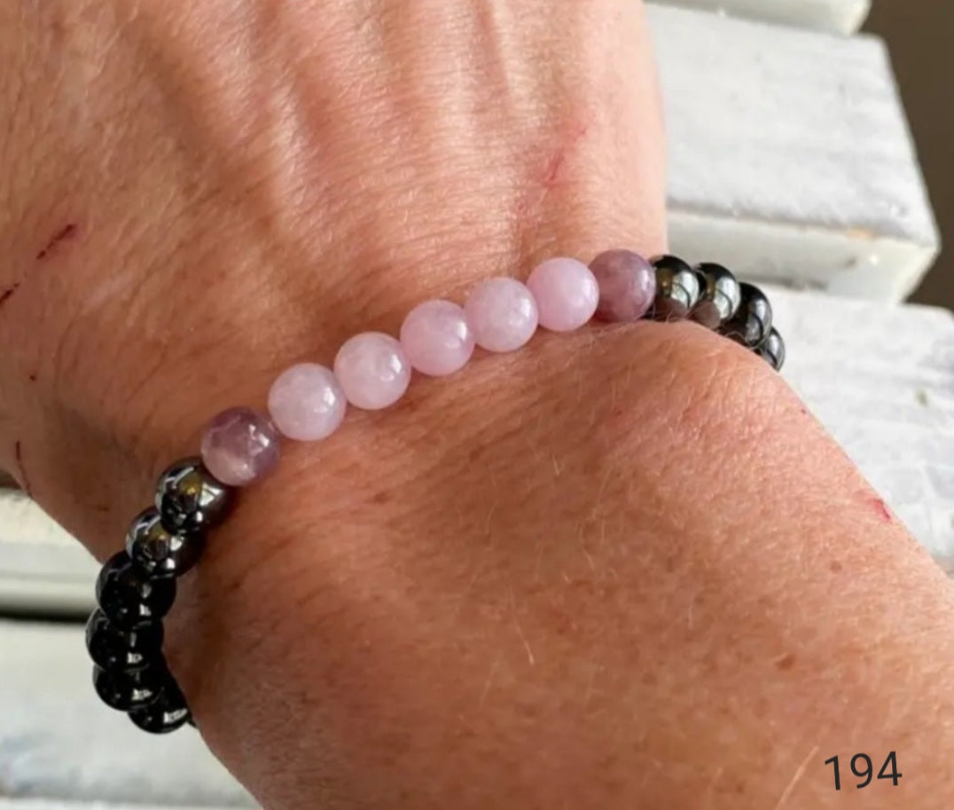 Soulage anxiété Protection
Hématite Quartz rose/Lépidolite
