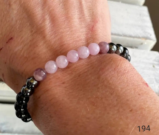 Soulage anxiété Protection
Hématite Quartz rose/Lépidolite