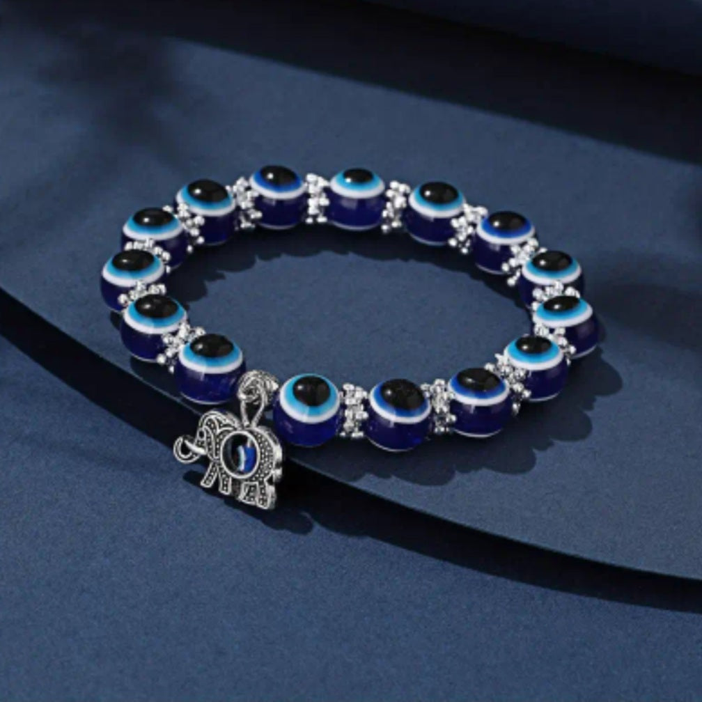 bracelet œil bleu breloque éléphant