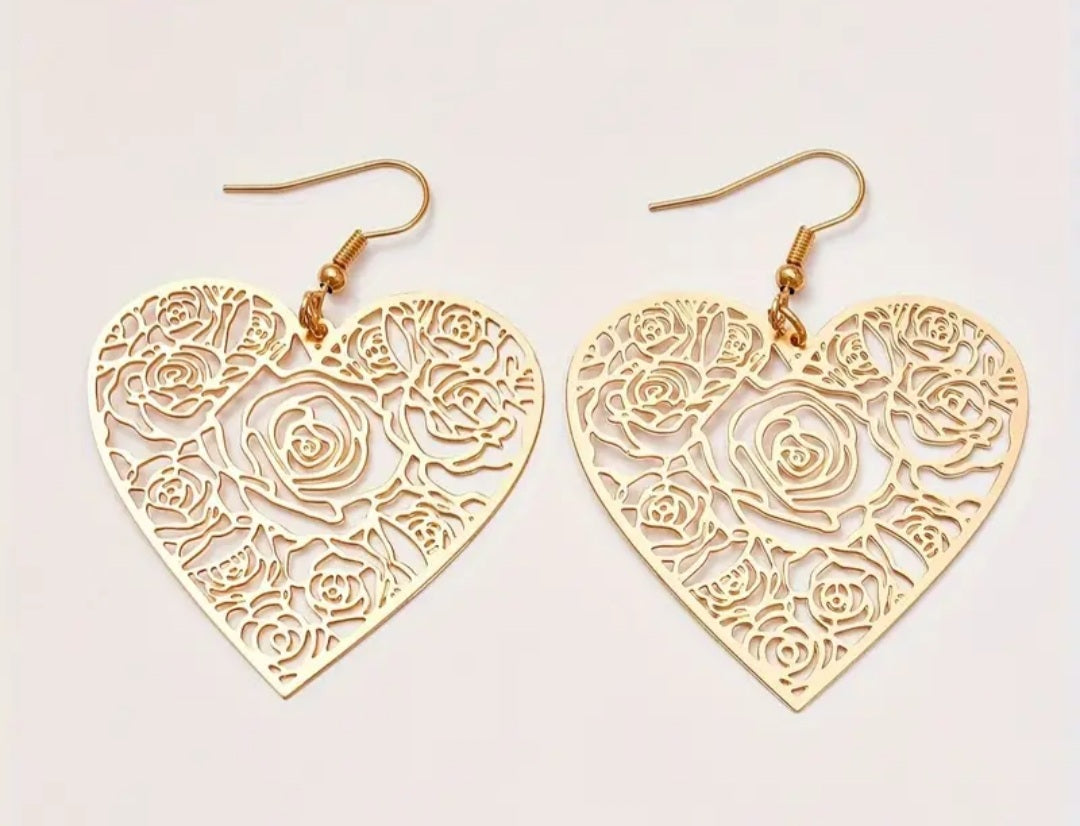 Boucles Katia coeur doré fleuri