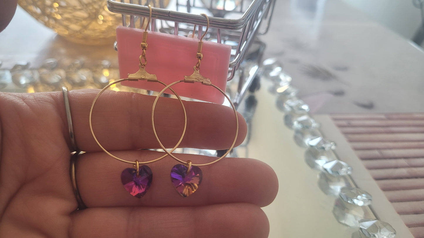 boucles créole coeur rose