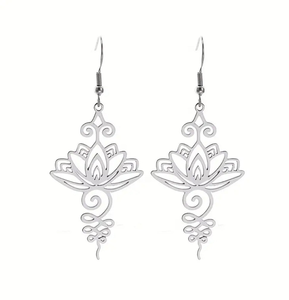 boucles fleur de lotus argenté