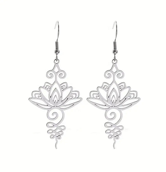 boucles fleur de lotus argenté