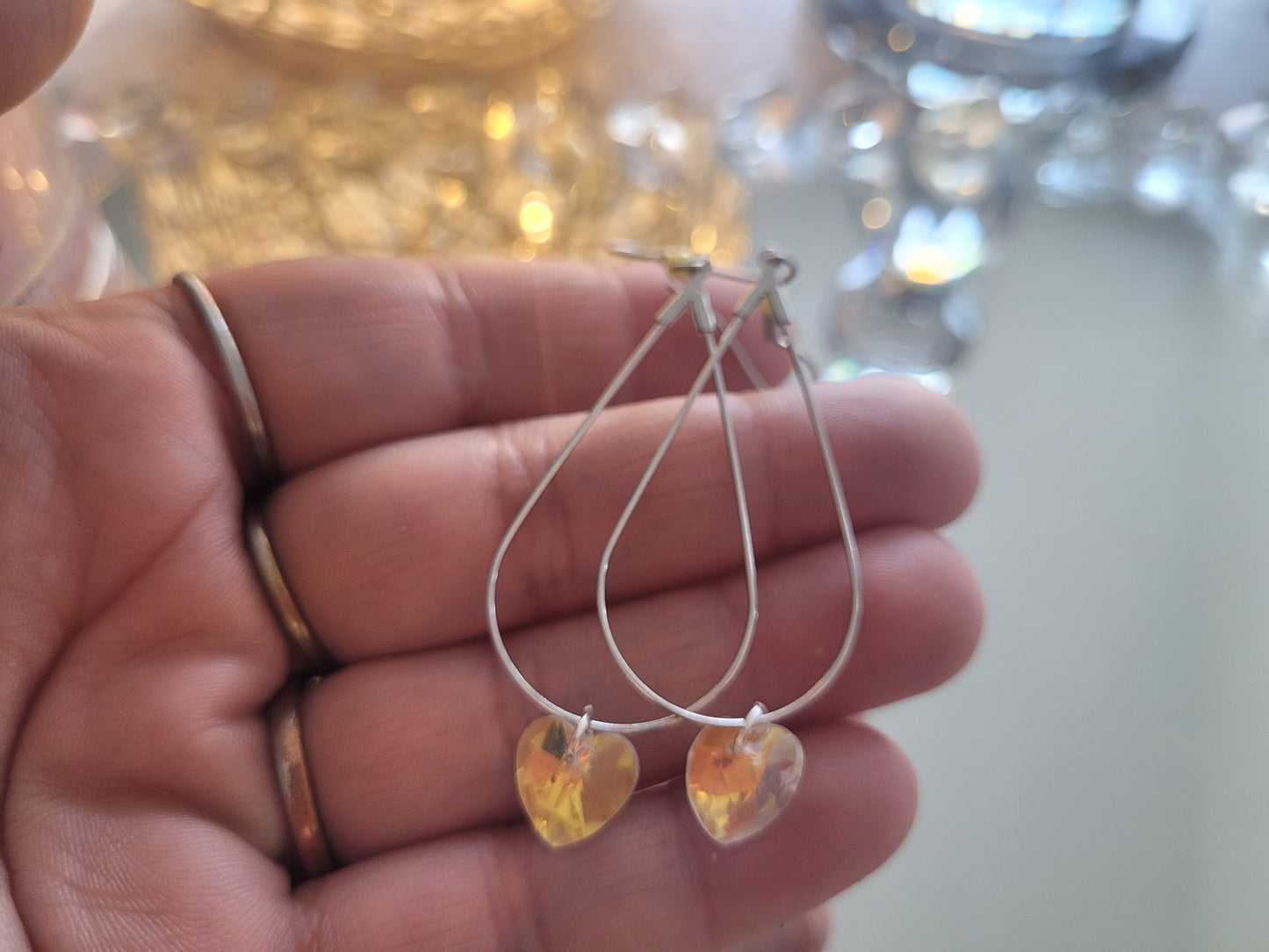 boucles créole coeur blanc