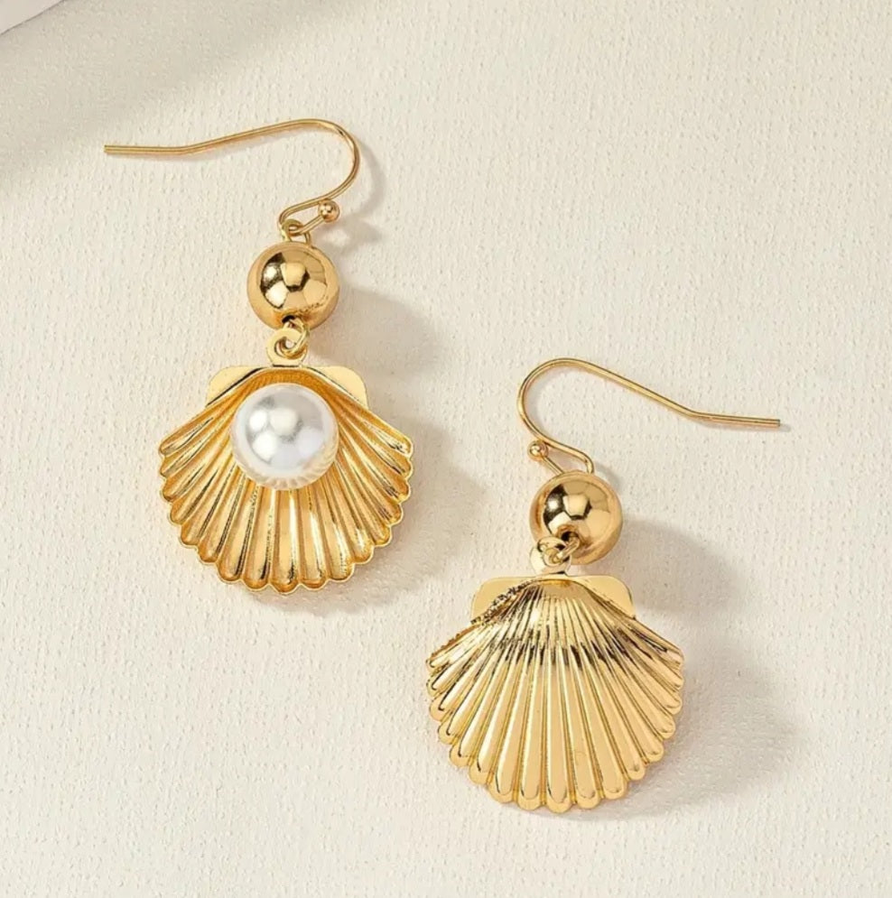 boucles coquillage perle