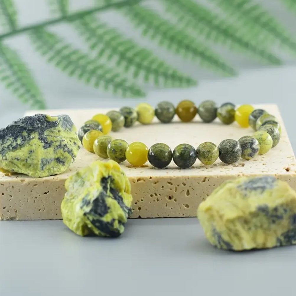 bracelet pierres jaune/verte