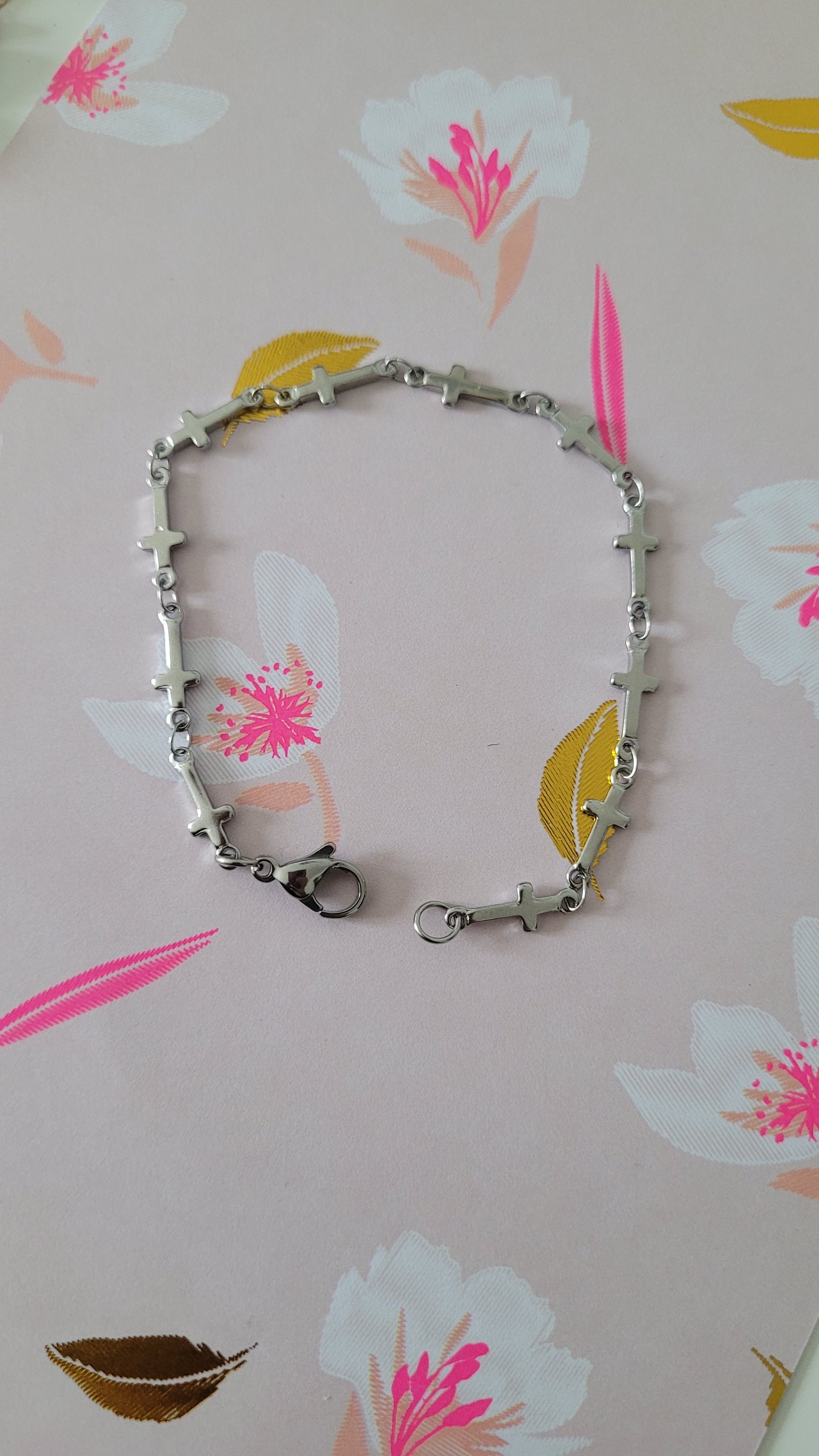 bracelet croix argenté