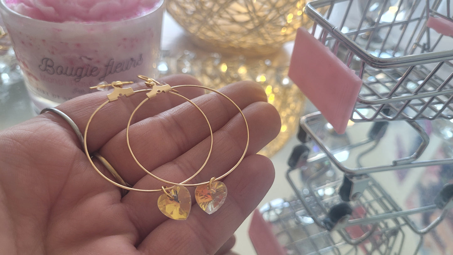 boucles créole coeur blanc