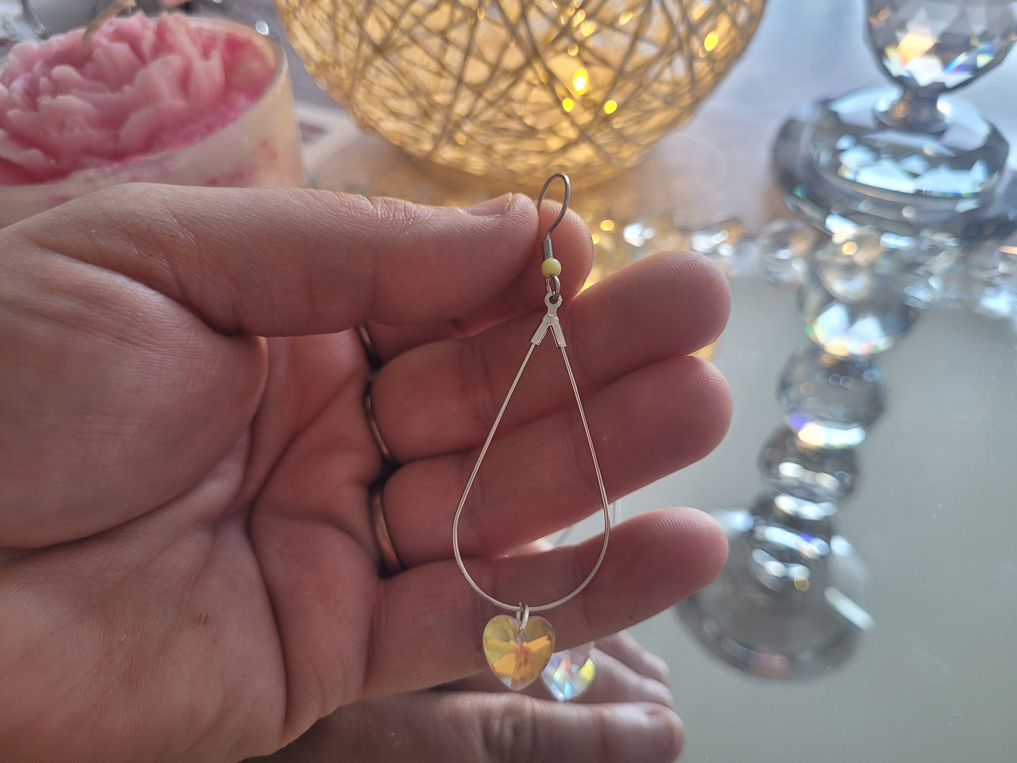 boucles créole coeur blanc