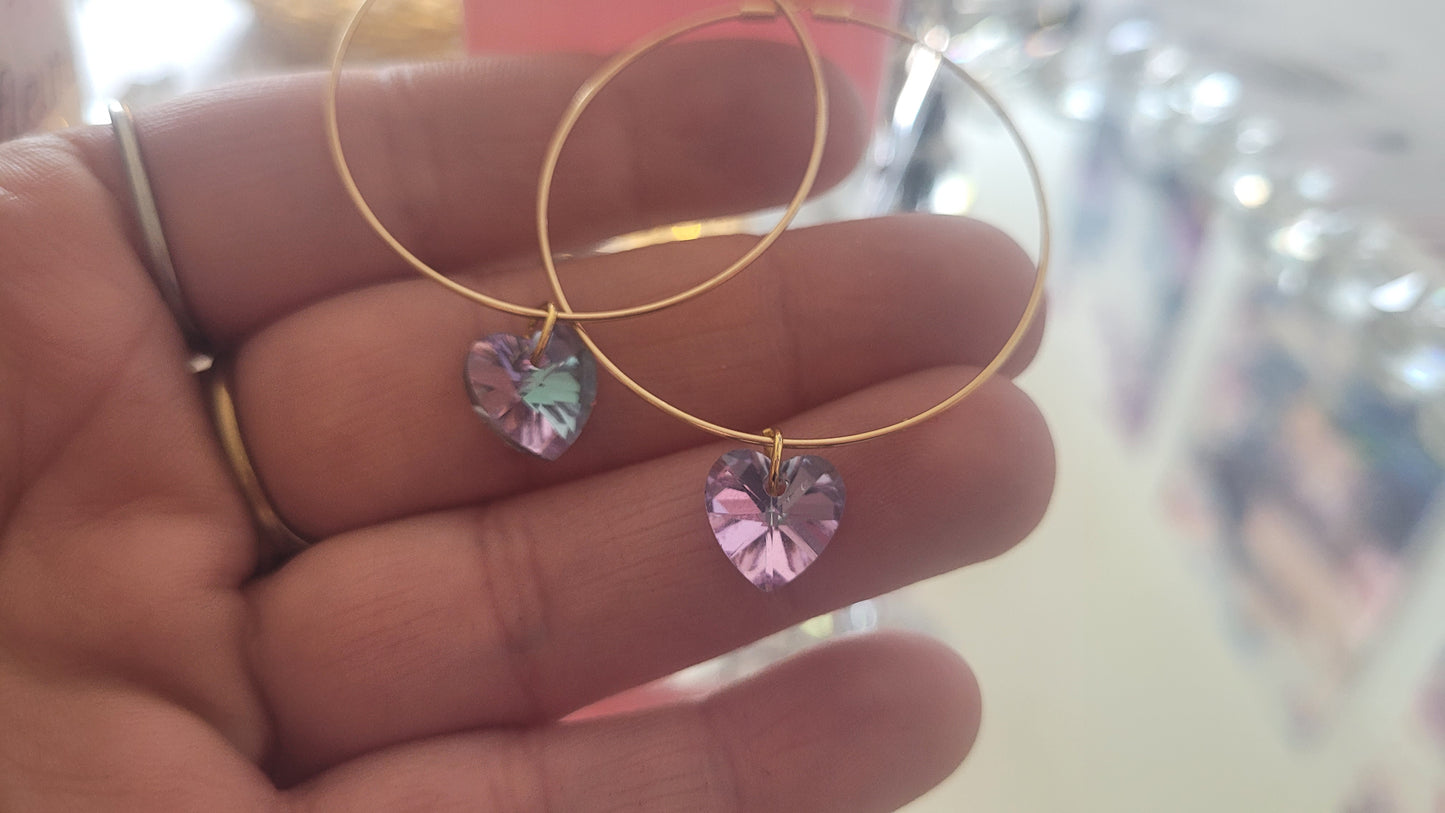 boucles créole coeur violet clair