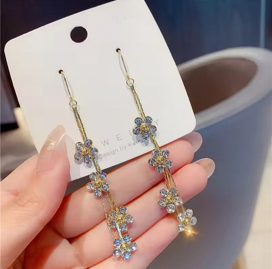boucles jenny pendante fleur strass