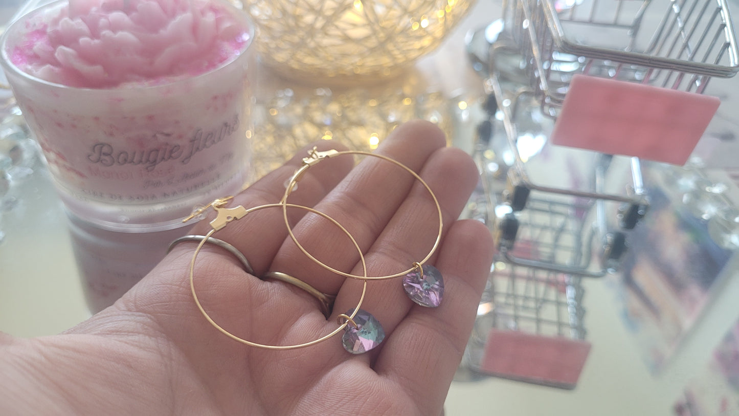 boucles créole coeur violet clair