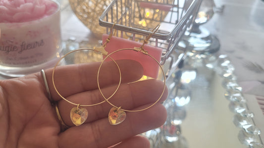 boucles créole coeur blanc