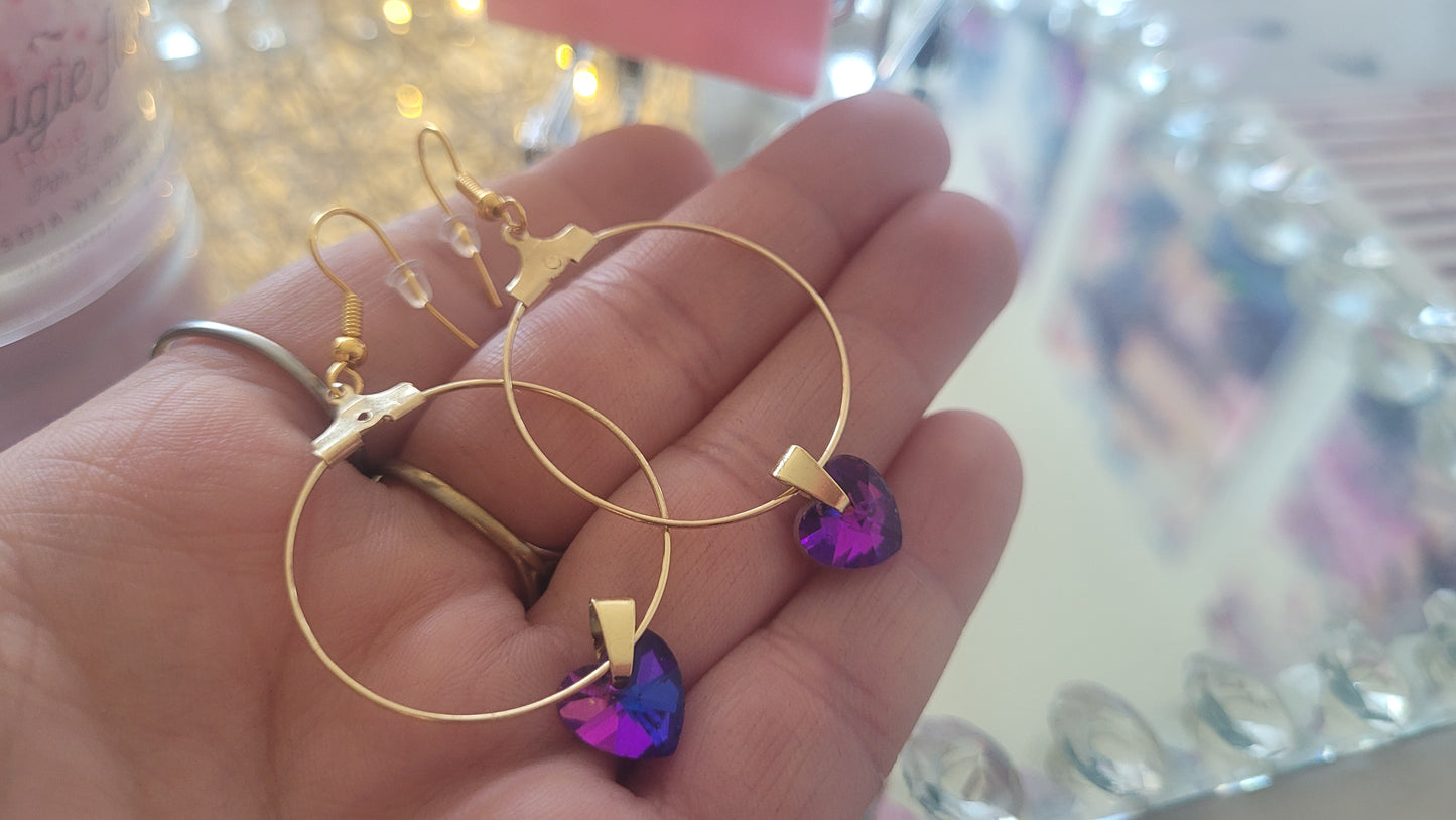 boucles créole coeur rose