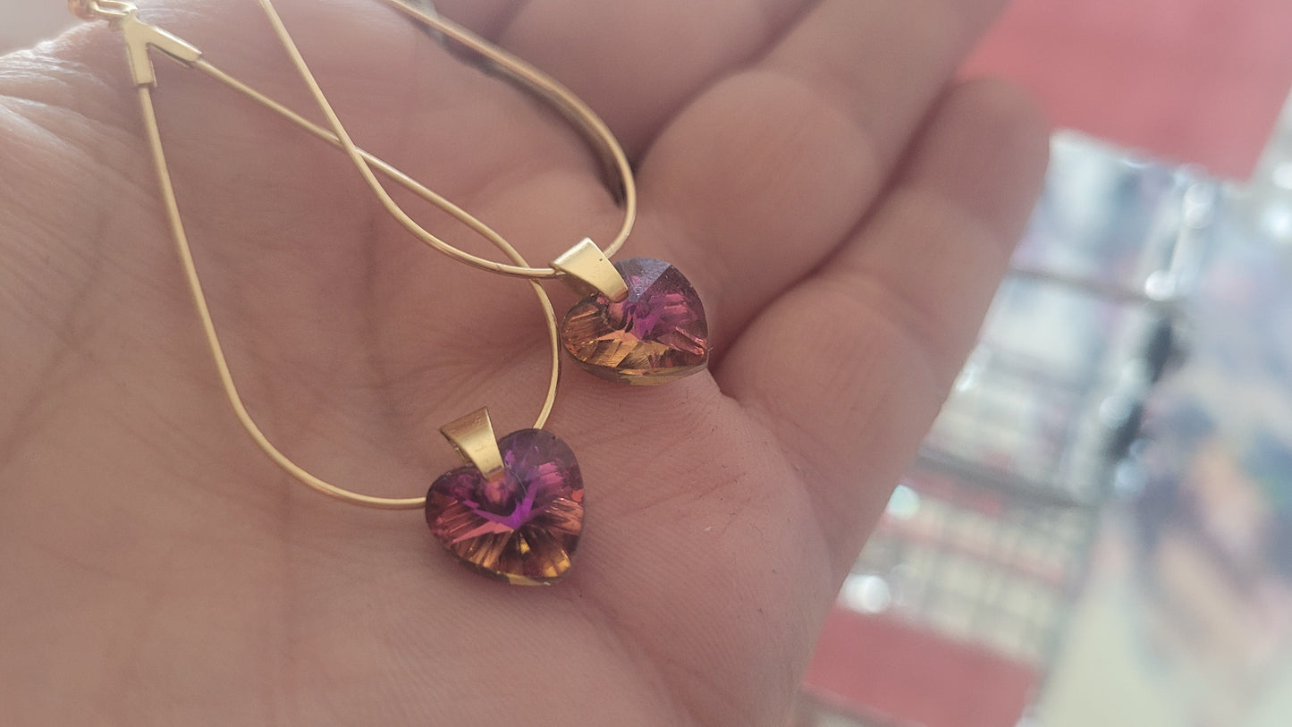 boucles créole coeur rose