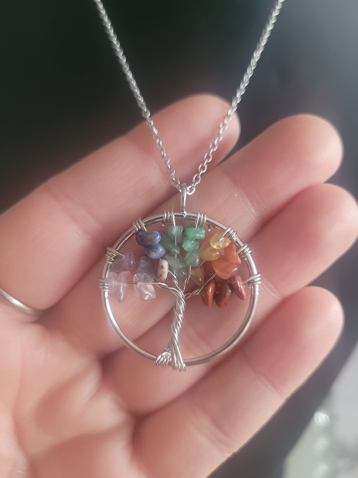 Collier Arbre de vie pierre naturelle colorés