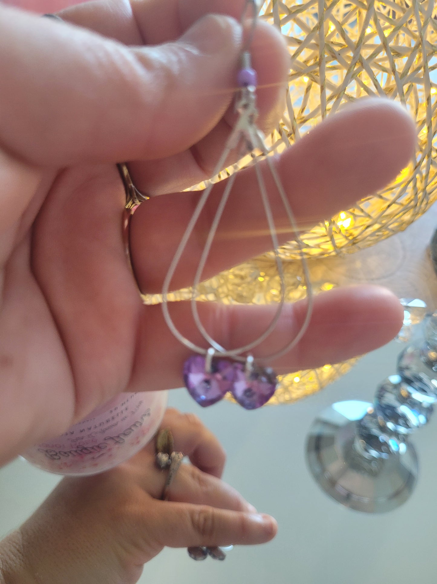 boucles créole coeur violet clair