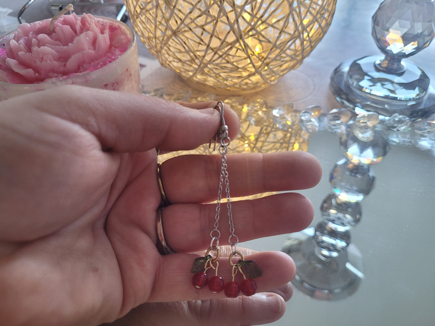 boucles pendante cerise