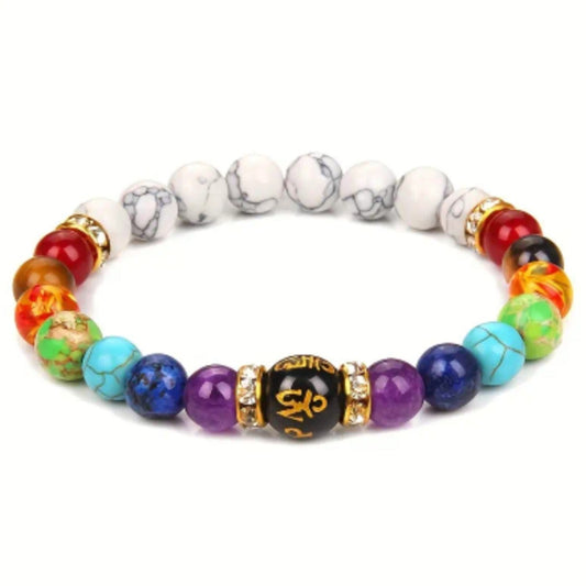 bracelet 7 chakras blanc