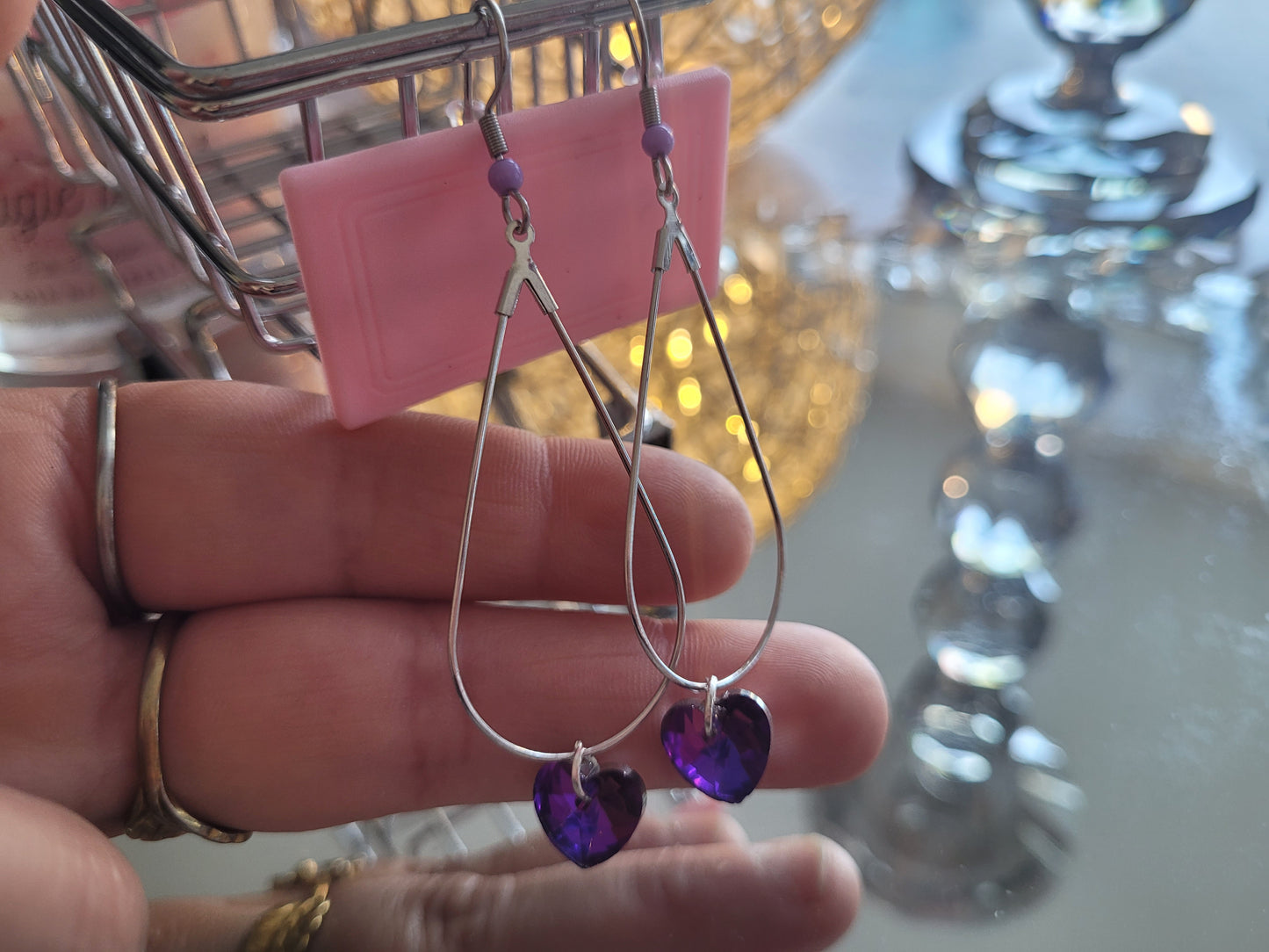 boucles créole coeur violet