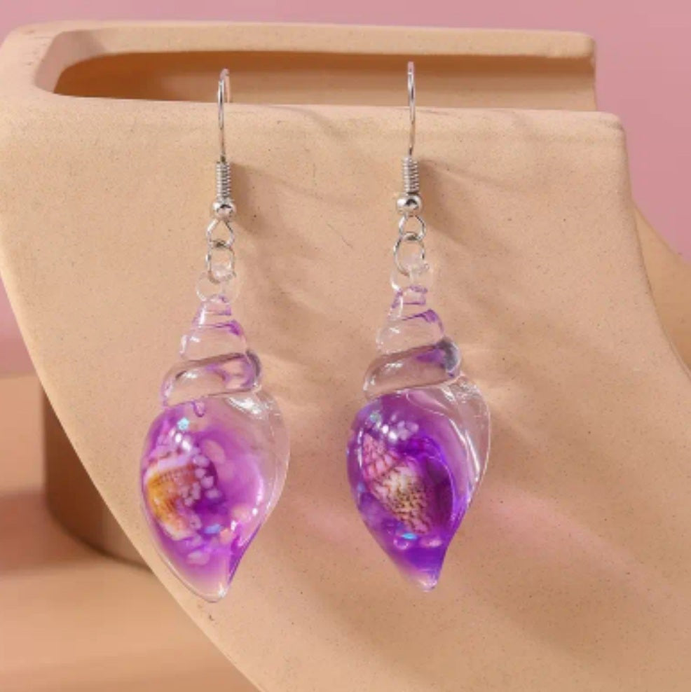 boucles coquillage violet