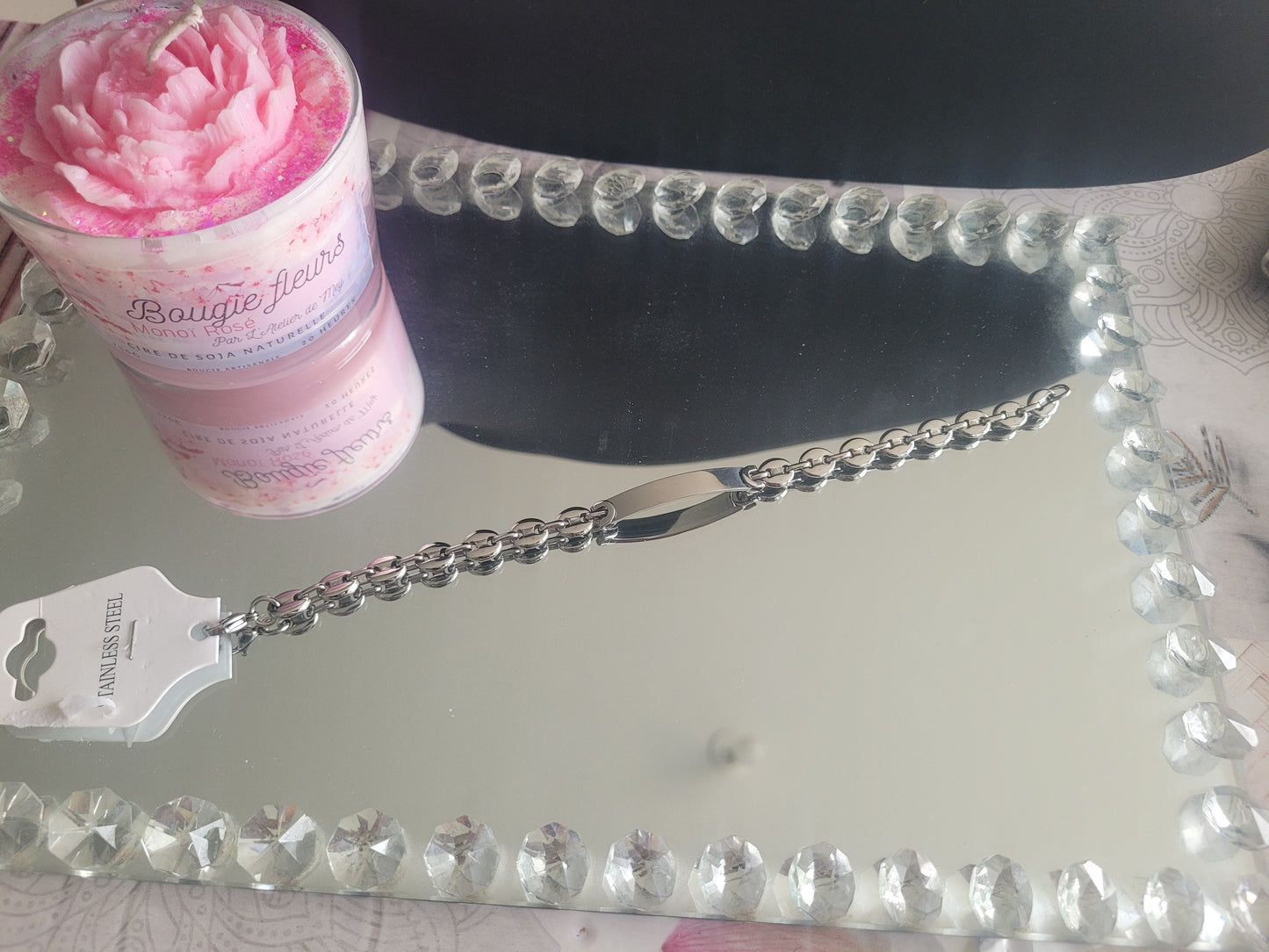 gourmette mini grain de café argenté