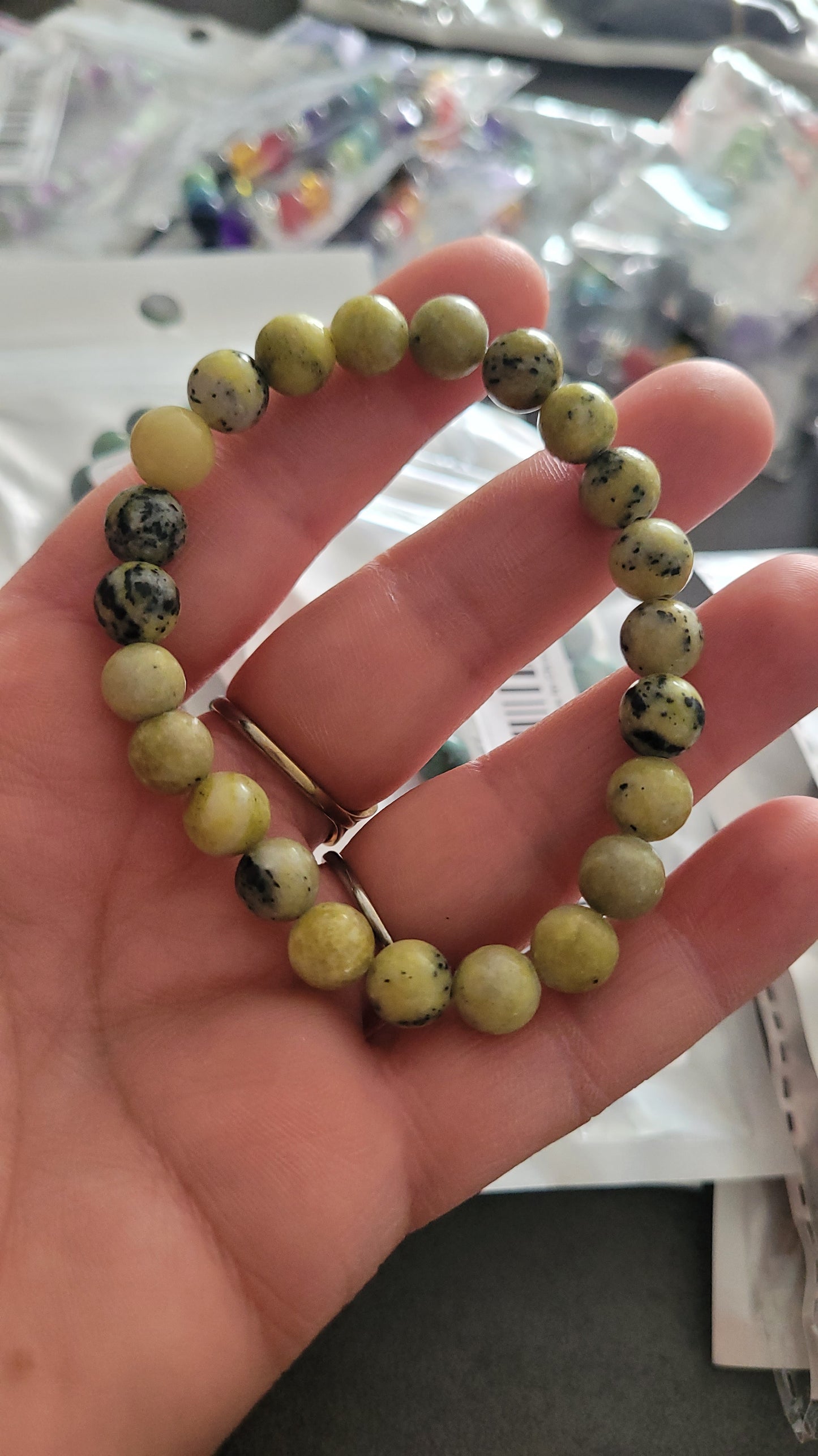 bracelet pierres jaune/verte