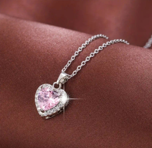 Collier Stella coeur rose/argenté