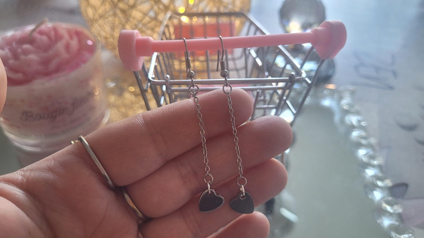 boucles pendante coeur argenté