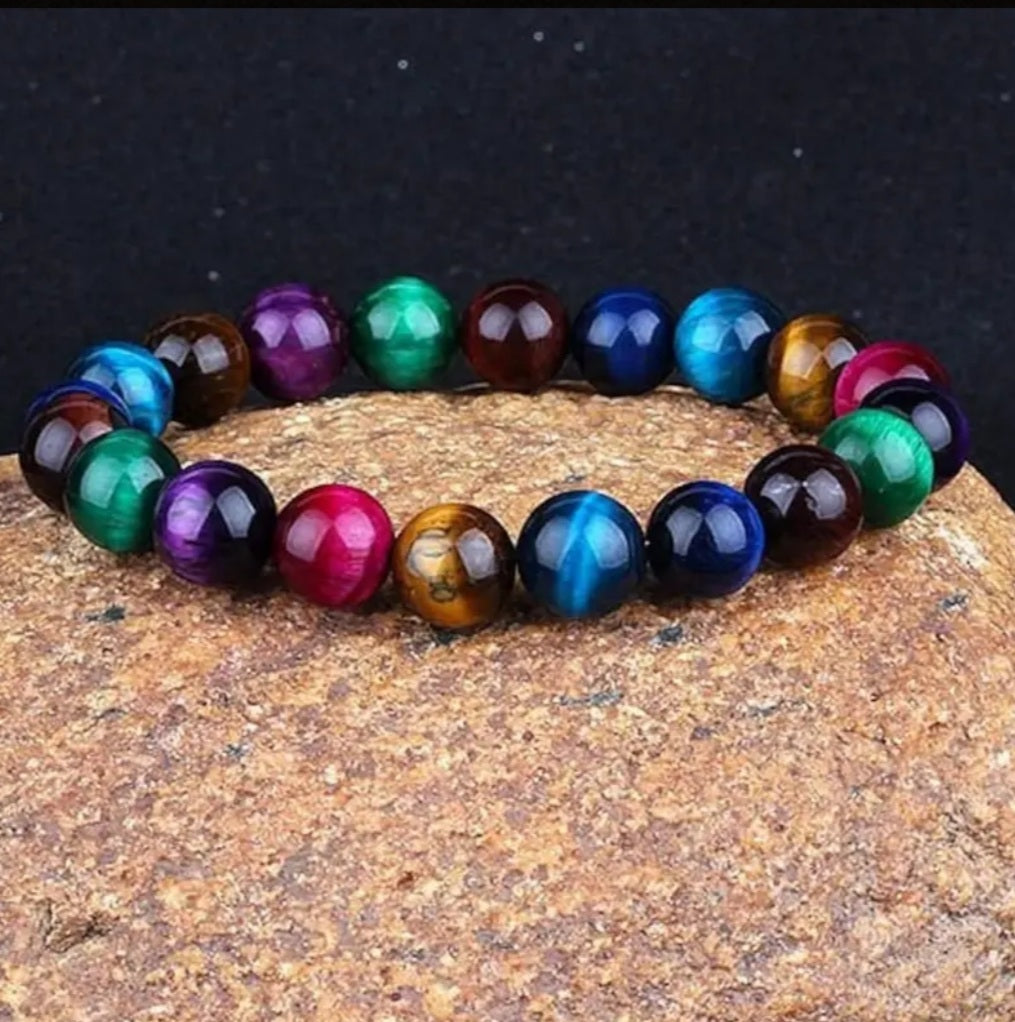 bracelet pierre œil de tigre colorés 🐅