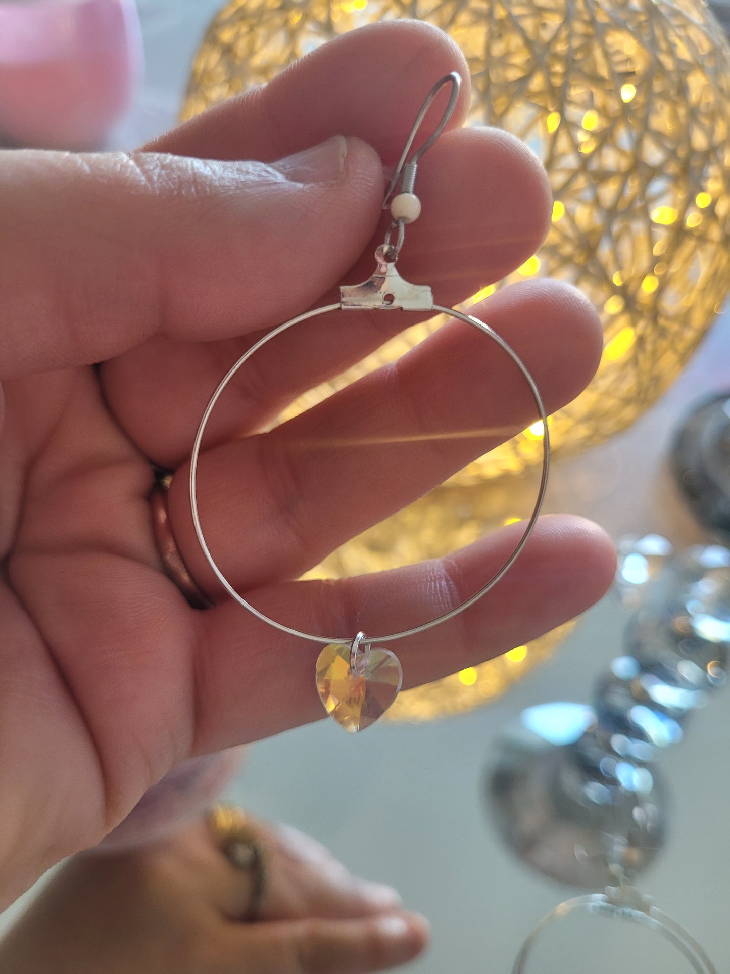 boucles créole coeur blanc