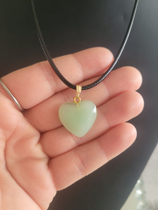 Collier coeur en verre vert