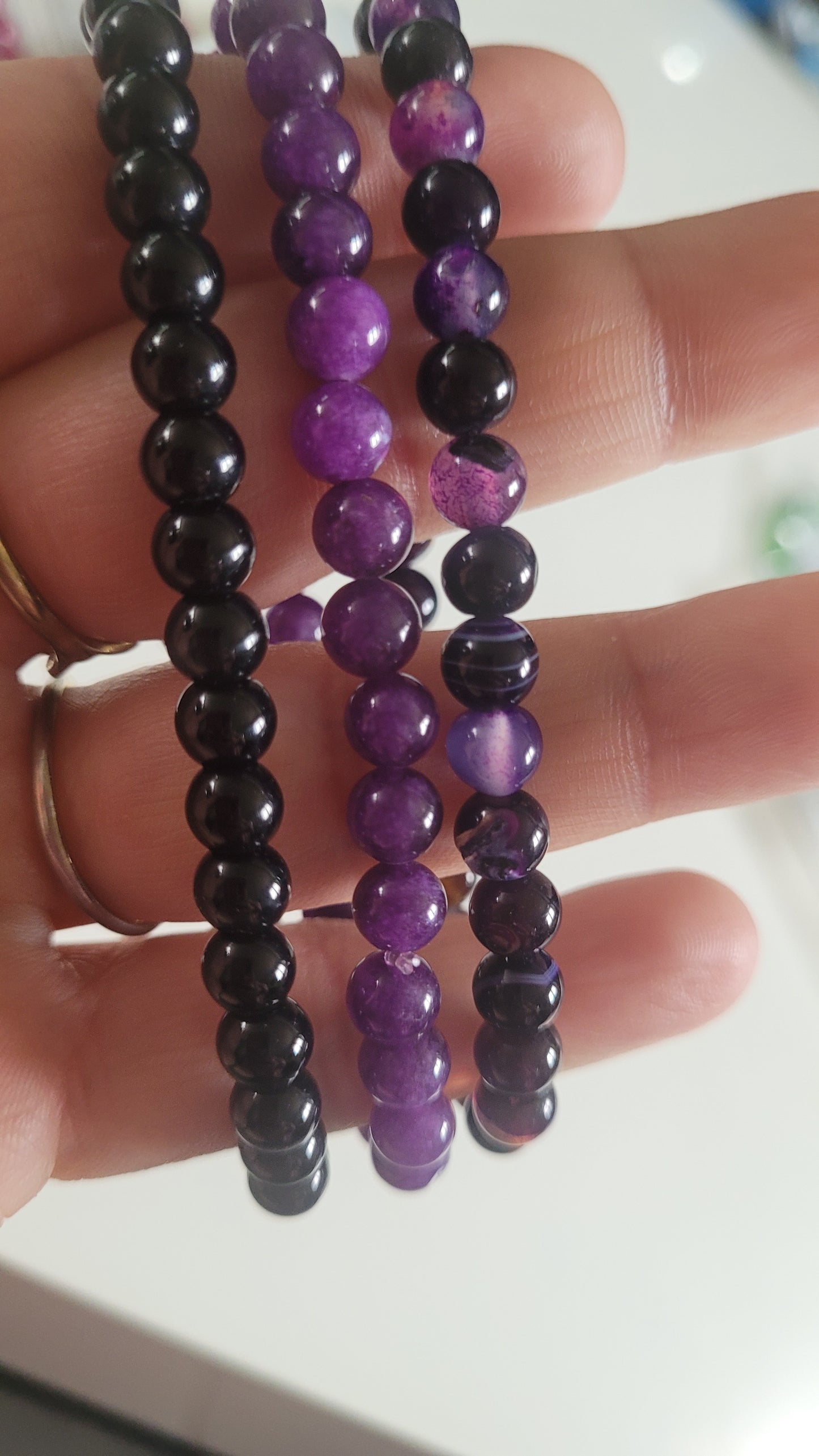 3bracelets Améthyste naturelle