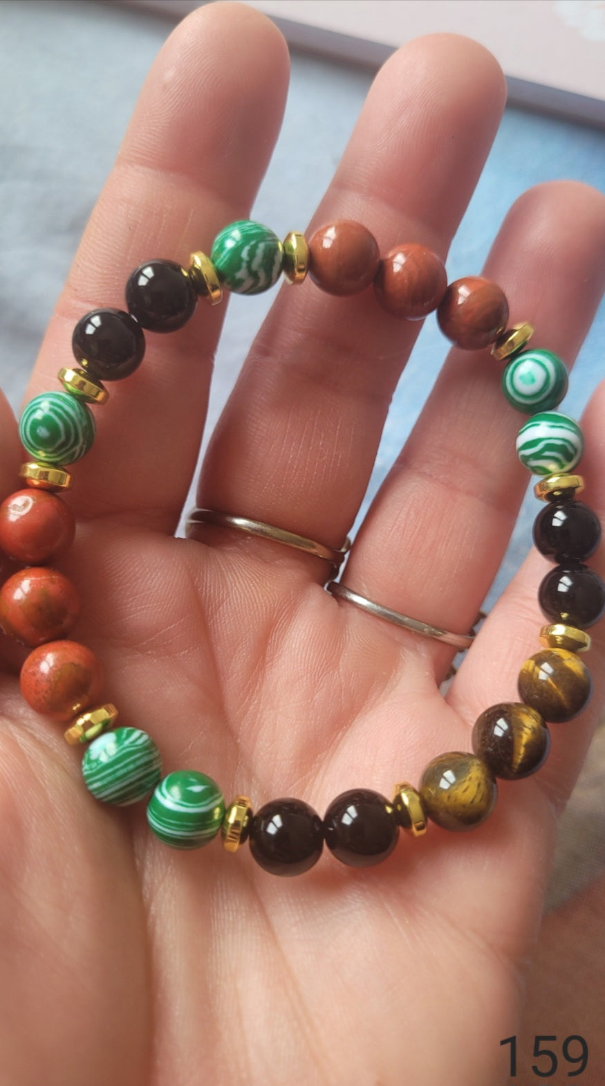 bracelet Malachite/œil du Tigre